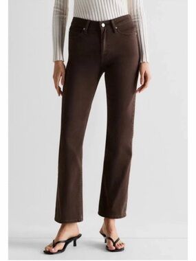 Quince Bella Stretch Straight Jeans Size 26 Coffee Bean Brown 26x26‎ NWT
